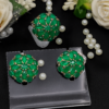 925 Sterling Silver Synthetic Emerald Ring and Earring Set - Image 3